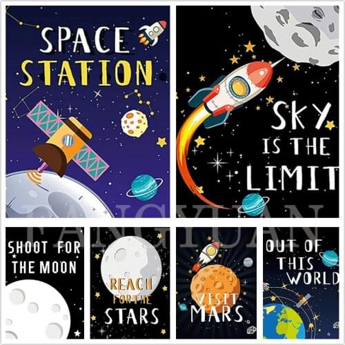 5D Diy Full Drill Diamond Painting New Outer Space Cartoon Moon Fairy Scenery Diamond Embroidery Mosaic Cross Stitch Home Decor