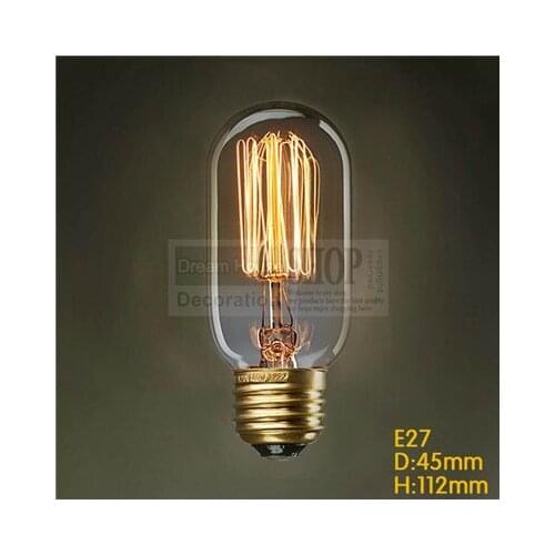 Free shipping T45 Vintage cylinder filament amber tube bulb max 250V 40W CE E27/E26 Edison style light
