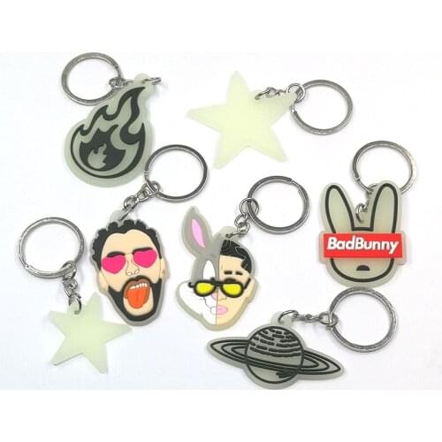 1PCS PVC Luminous Cartoon Figure Anime Christmas Gift Fluorescence Key Chain for Car Glowing Keys Decoration Pendant