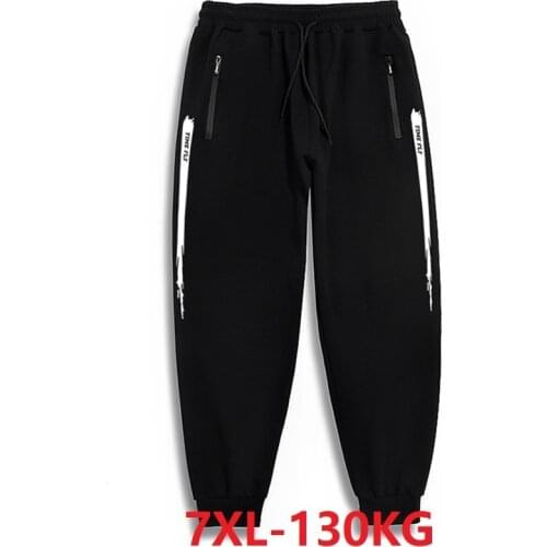 Big Size 8XL Summer Men Sweatpants Sports Pants Mens Letter Pants Man Sweatpants Black High Street Elasticity Pants