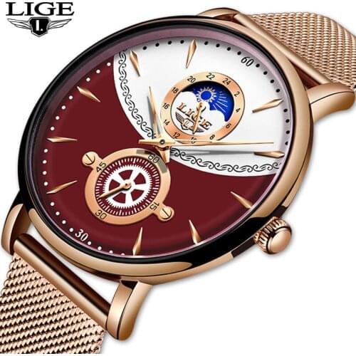 LIGE 2020 New Women Luxury Brand Watches Simple Quartz Lady Waterproof Wristwatch Female Fashion Casual Watch Clocks reloj mujer