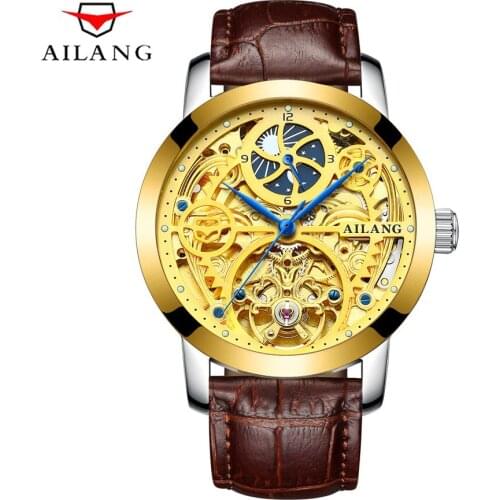 New Design Luxury Brand Tourbillon Watches Hollow Automatic Mechanical Watch Men Waterproof Skeleton Watch Genuine Leather Strap