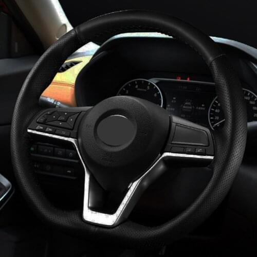 DIY Black Faux Leather Non-slip And Breathable Steering Wheel Cover For Nissan KIcks Teana X-Trail Livina Sunny Sylphy Murano