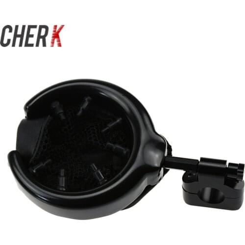 Cherk Universal Black Motorcycle Handlebar Metal Drink Cup Holder Metal Drink For Harley Dyna Honda Suzuki Yamaka BMW