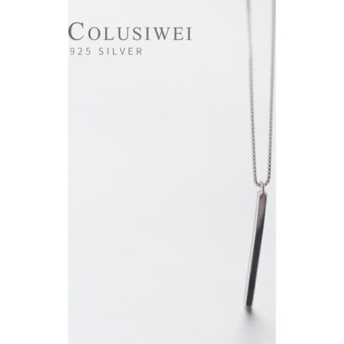 COLUSIWEI New 925 Sterling Silver Fashion Box Chain Necklace for Women Simple Geometric Rectangle Pendant Necklace Fine Jewelry