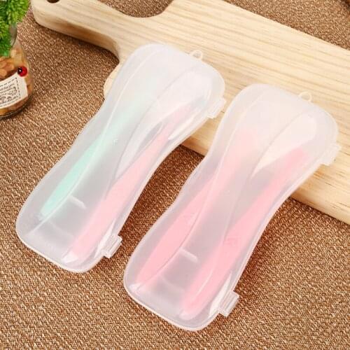 Baby spoon storage box High transparent PP plastic box Silicone spoon double packed spoon packaging