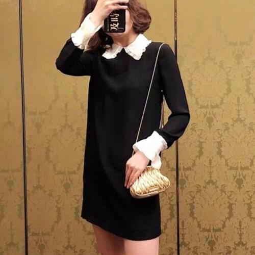 Elegant Long Sleeve Black Office Dress 2021 Spring Summer Vintage Elegant Party Night Slit Dress Women Outwears