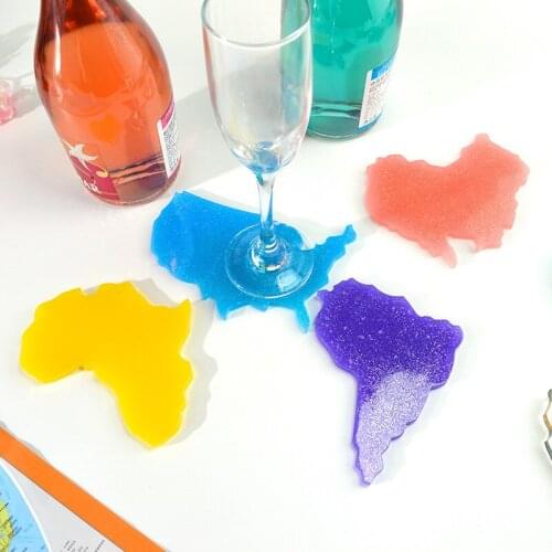 Intercontinental Map Mold DIY Crystal Epoxy Resin Mold Seven Continents Coaster Silicone Mold For Resin