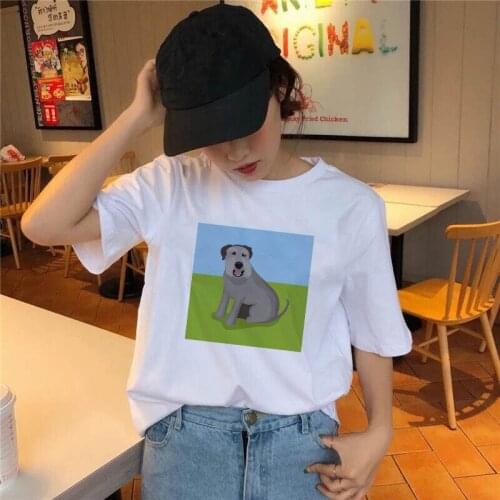 Women T Shirt Graphic Cartoon Dog Print Kawaii Female Gilr Top Tee Summer Short Sleeve Harajuku Ullzang T Shirt Oversized Tshirt