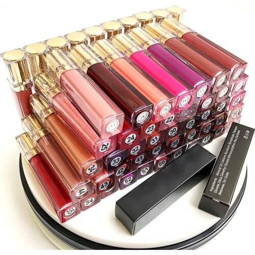 Custom Private Label Matte Lipstick Shiny Glitter Glossy Lipgloss Long Lasting Lip Gloss Cosmetics Choose Colors Wholesale