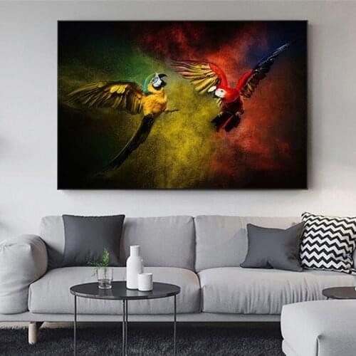 Modern Colorful Parrot Poster Nordic Wall Art Canvas Painting Animal Pictures And Prints For Living Room Home Decoration