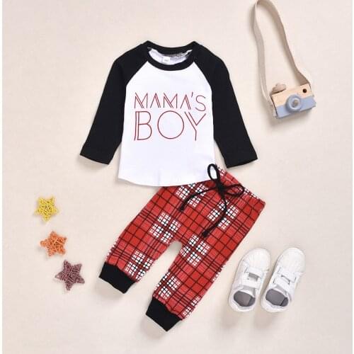 Xmas Clothes Set Kids Boys&Girls Long Sleeve Fashion Christmas Clothing T-shirt+Plaid Legging Pants Children 2PCS Outfits
