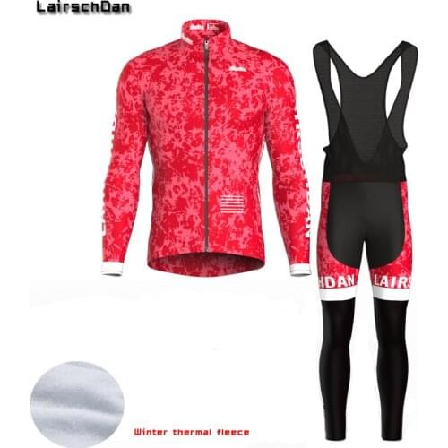 LairschDan 2022 Winter Men Cycling Jersey Thermal Fleece Bicycle Jerseys Set Red Bike Wear Warm Cyclist Clothes Tenue Velo Homme