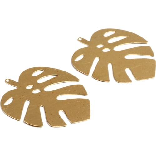 Brass Leaf Charms, Raw Brass Earrings Findings,Raw Brass Pendant,Leaf shaped Earrings Brass Charm,46.5x51mm-RB1333