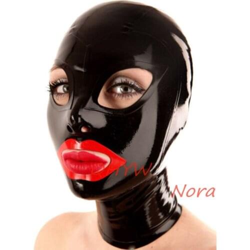 Sexy Design Women Full Face Handmade Latex Hood Open Eye and Mouth Fetish Customize Size Mask for Face Women