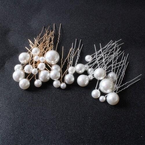 Fashion Women Simulated Pearl Hairpins Metal Barrette Clip Wedding Bridal Tiara Hair Accessories Wedding Hairstyle Design Tools