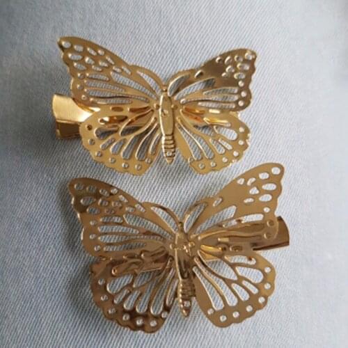 Fashion Golden Butterfly Hair Clips Decor Wedding Jewelry Barrette Ladies HairPin Girls Hair Accessories For Women