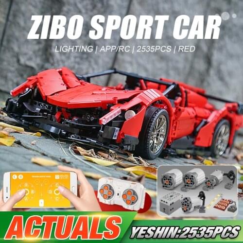 MOULD KING 13079 High-Tech Motor Car The MOC-10559 APP RC Veneno Roadster Car 20091 Building Blocks Bricks Kids Christmas Toys