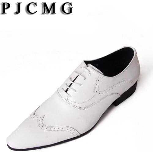 2017 Hot Sale Fashion Black/Wthie/Brown Genuine Leather Men Oxfords Lace-Up Business Oxford Dress Wedding Men Shoes