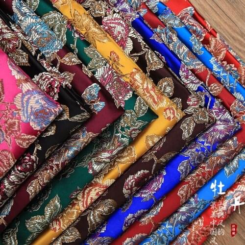 New arrival brocade jacquard polyester peony flower fabric for felt patchwork sewing DIY women dress tissue bag cloth