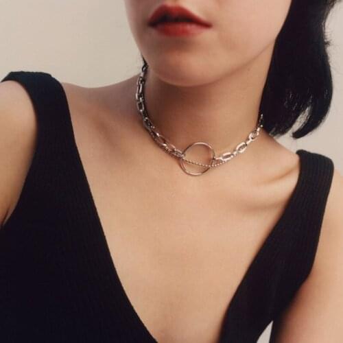 Bloggers same Silver Rhinestone chain large ring exaggerated multi-layer short necklace female Choker Necklace
