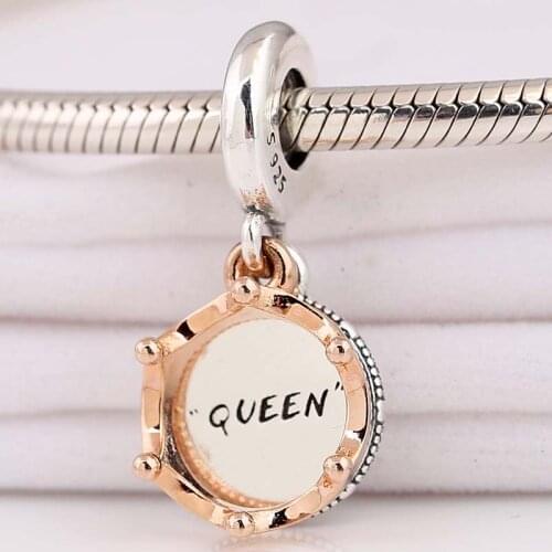 Original Rose Queen & Regal Crown Pendant Beads Fit 925 Sterling Silver Bead Charm Bracelet Bangle Diy Jewelry
