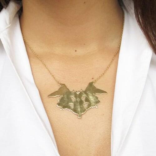 Rorschach test card psychology necklace graduation gift Statement necklace silver science jewelry