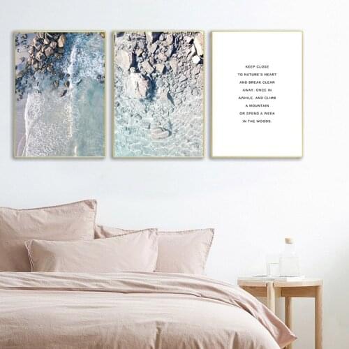 Coastal Building Ocean Seascape Poster Summer Beach Canvas Painting Print Home Letter Picture Modern Wall Art Home Decor