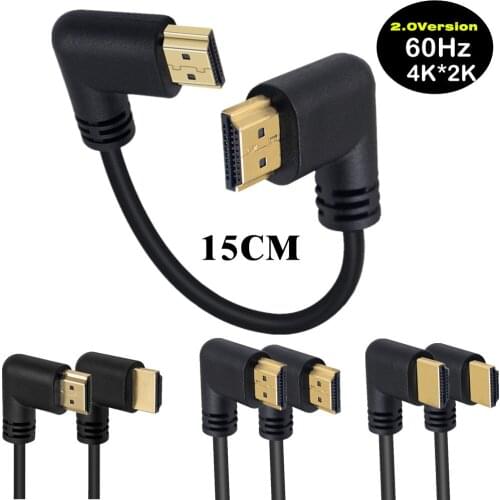 Gold Plated High Speed HDMI2.0 Version Male 90 Degree Angle to Male M/M Cable 60Hz, 4K 2K ,Support 3840*2160 resolution 18Gbps