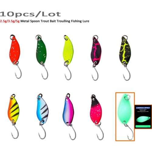10pcs/Lot 2.5g 3.5g 5g Fishing Spoon Lure Sequin Swim Bait Isca Artificial Trout Lure Pesca Fishing Tackle Leurre Truite Spoons