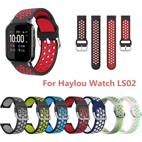 Double Color Strap for Haylou LS02 English Version Smart Watch Band Silicone Sport Breathable Wrist Strap for Xiaomi Haylou