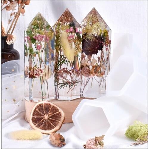 DIY Hexagonal Cone Crystal Epoxy Resin Mold Home Decoration Jewelry Candle Making Silicone Mould Resin Home Decoration Crafts