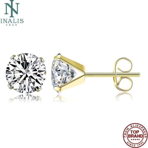 INALIS 6MM Round Shaped Stud Earrings For Women Cubic Zirconia Small Earring Valentines Day Gifts Fashion Jewelry Best Selling
