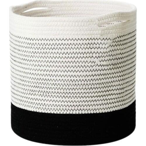 Cotton Rope Woven Storage Basket Foldable Clothes Storage Basket Desktop Container Home Organizer Plant Flower Pot