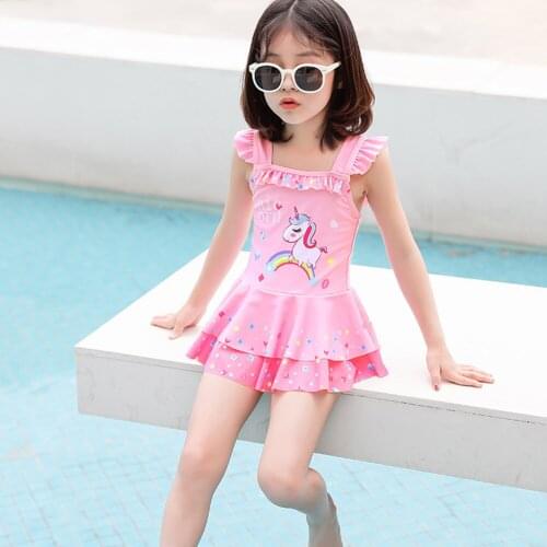 Girls One Piece Swimsuit with Skirt Kids breathable Pool Bathing Suit Children Quick Dry Wetsuit Baby Beachwear for Vacation