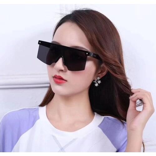 Oversized Square Fishing Sunglasses Women Luxury Brand Fashion Flat Top Red Clear Lens One Piece Men Gafas Shade Mirror UV400
