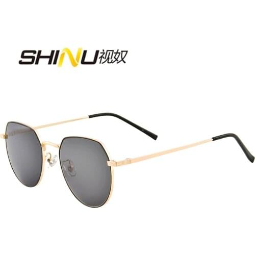 SHINU sunglasses men polarized sun glasses myopia degree retro metal eyeglasses polarized resin CR 39 prescription lens PM6895