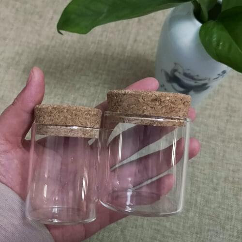 6pcs/set 50ml/80ml Wide Mouth Flat Top Glass Storage Bottle Wishing Jars Test Tube With Cork Tea Flower Mini Decorative Bottle