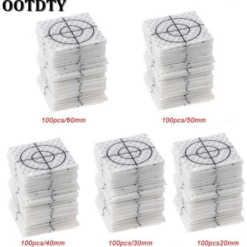 OOTDTY 100 Pcs Reflector Sheet Reflective Tape Target Total Station 20/30/40/50/60mm