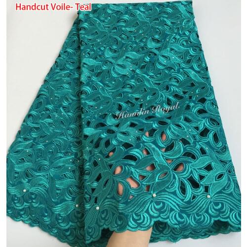 Cutout Holes Beaded Handcut organza Lace African Swiss lace voile fabric high quality 5 yards/PC
