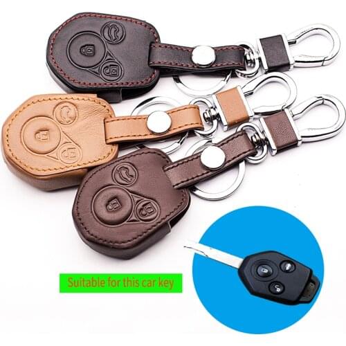 High Quality Leather Key Cover for Subaru 2013 2014 Forester Inland SUBARU XV Legacy 3 Button Straight Key Shell starline a91