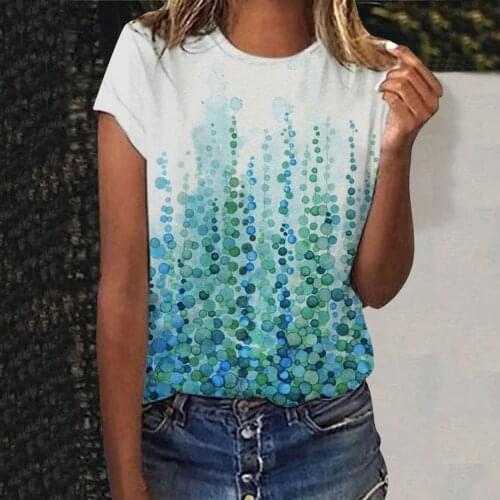 New 3D Printed O-Neck Womens Tee Shirts Flower Dot Pattern Top Female Summer Top Tee Short Sleeve T-Shirt Magliette Donna