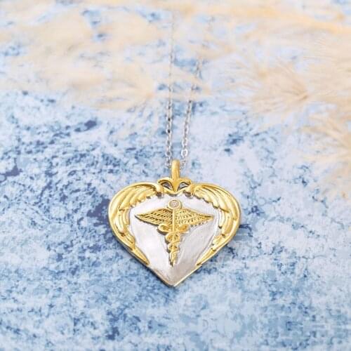 MENGYI New Fashion Angel Wings Love Heart Pray Pendant Necklace For Women Girl Best Gifts