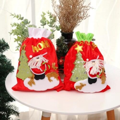 1 pcs Santa Claus Haversack Christmas Candy Bags Christmas Gift Bag Navidad Storage Bag Christmas Decoration Supplies AU394