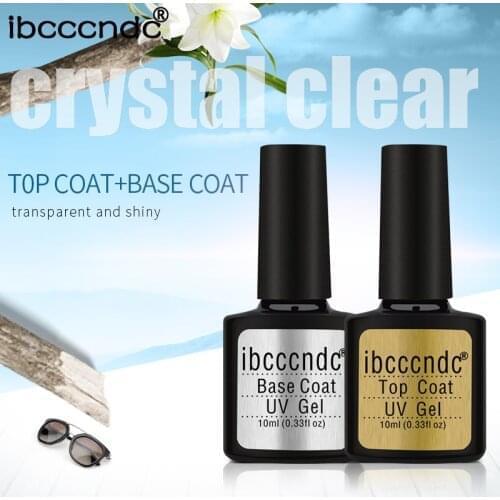 1Piece 10ml Glass Bottle Clear Base Top Coat Soak Off UV LED Gel Nail Polish Cosmetics Nail Art Manicure Nail Varnish