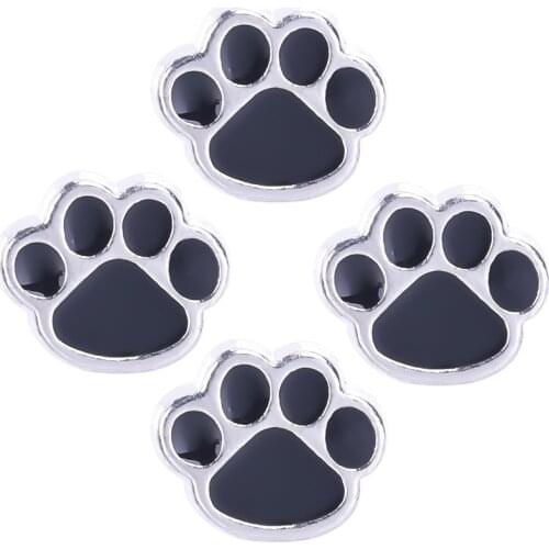 20pcs/lot Black dog footprints shaped floating charms for living memory glass floating locket charms DIY jewelry