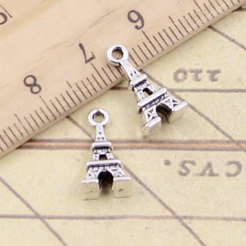 20pcs Charms Eiffel Tower Paris 15x8mm Tibetan Bronze Silver Color Pendants Antique Jewelry Making DIY Handmade Craft