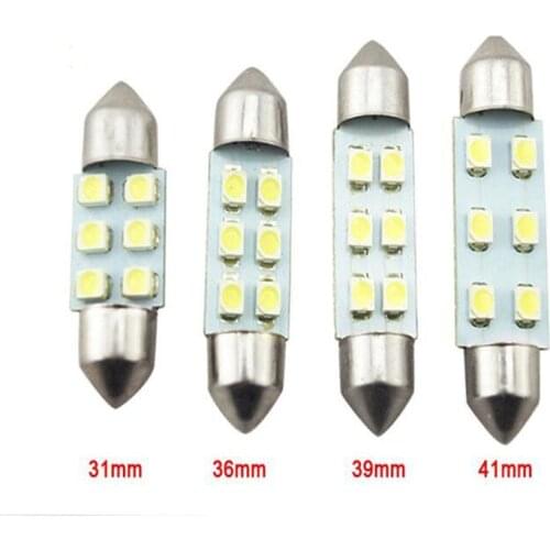 31mm 36mm 39MM 41mm 6SMD 1210 LED Festoon Dome C5W Car Interior Reading Light Bulbs 12V