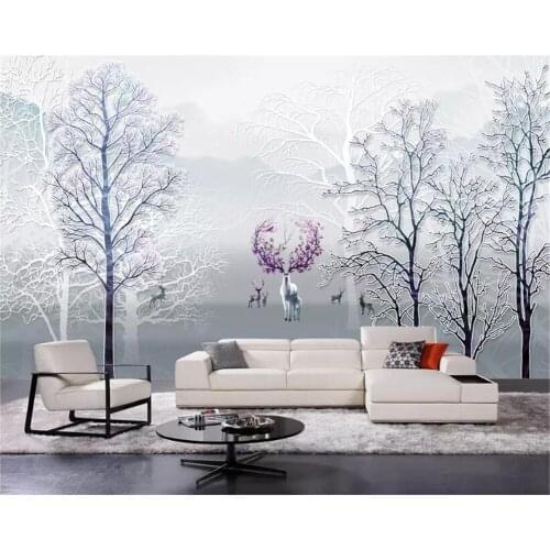 Beibehang Custom 3d wallpaper modern Fashion forest elk idyllic background wall wall papers home decor papel de parede wallpaper