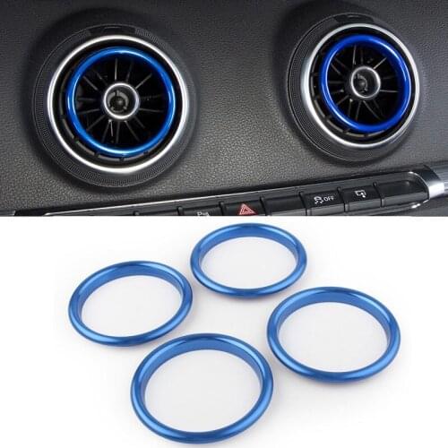 4x Interior Red Dashboard Air Vent Outlet Ring Cover Trim For Audi A3 S3 8V 2012 2013 2014 2015 2016 2017 2018 2019